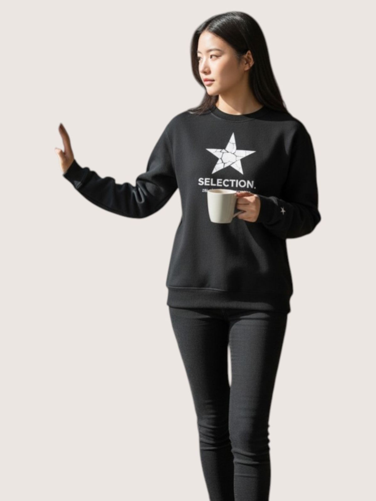 지블랙(ZBLACK) 스타셀렉션 크렉스타 맨투맨 블랙