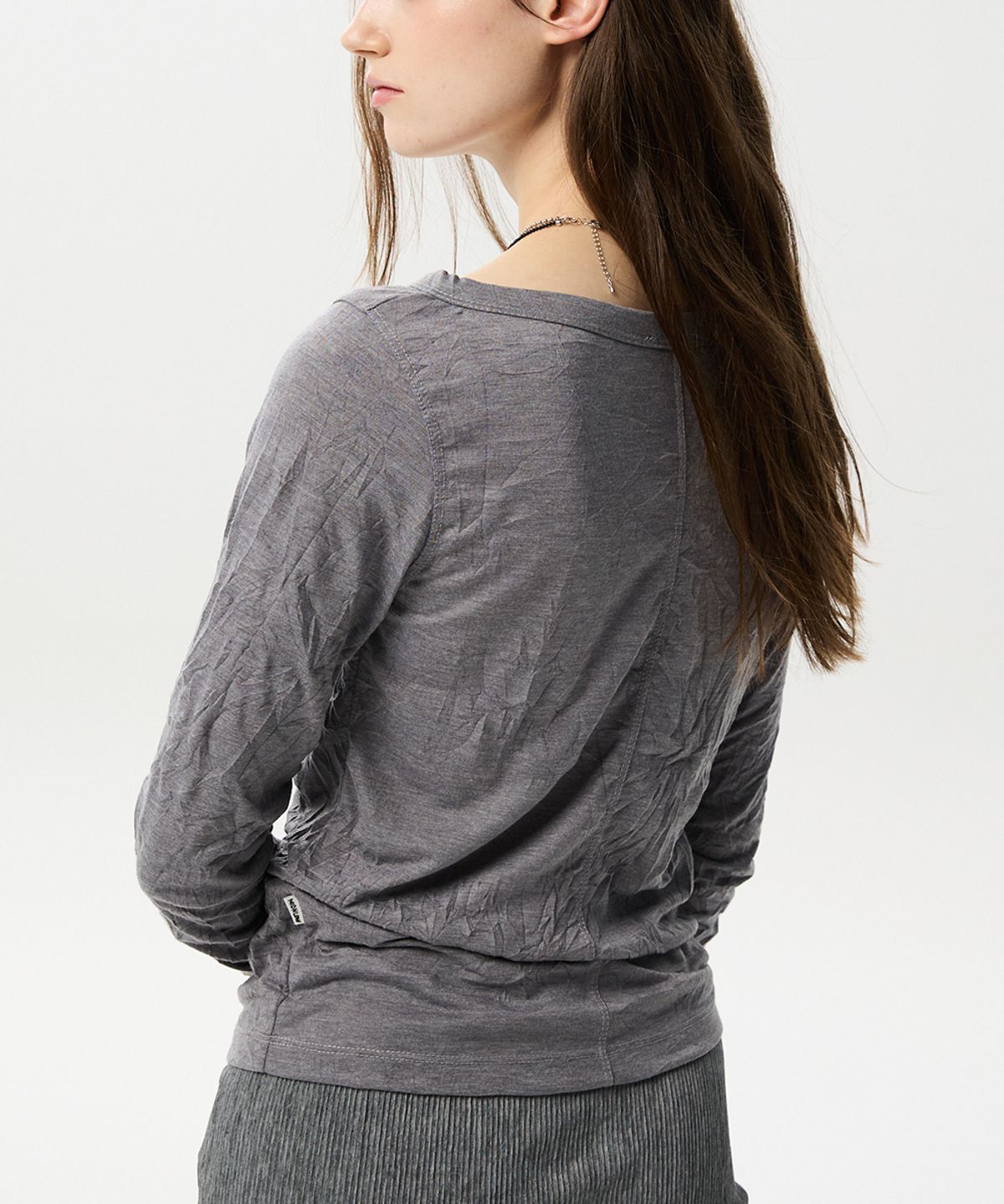 미드앤로우(MIDNLOW) Crinkle Long Sleeve T-shirts (Grey)