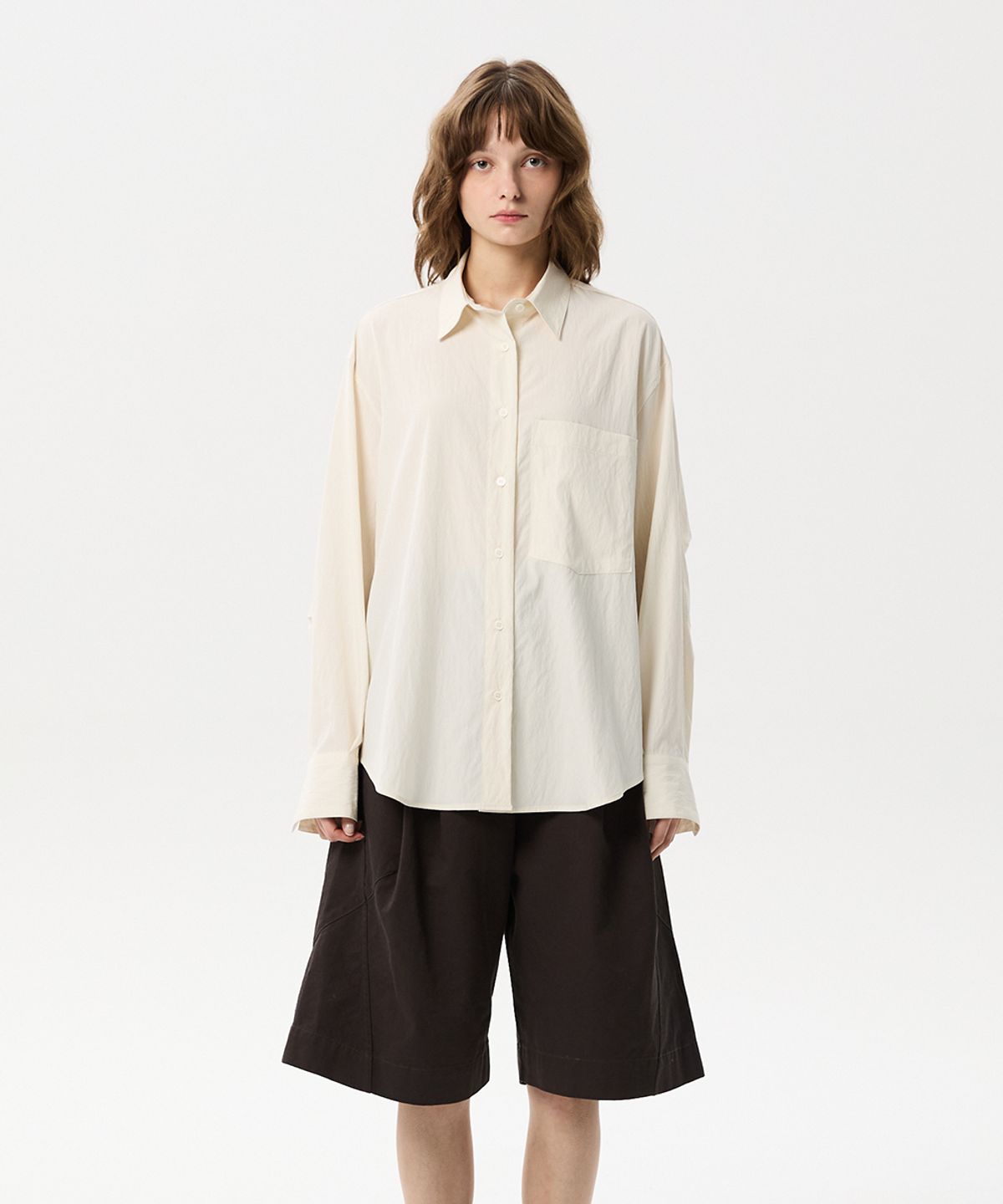 미드앤로우(MIDNLOW) Two-way Wrap Shirts (Cream)