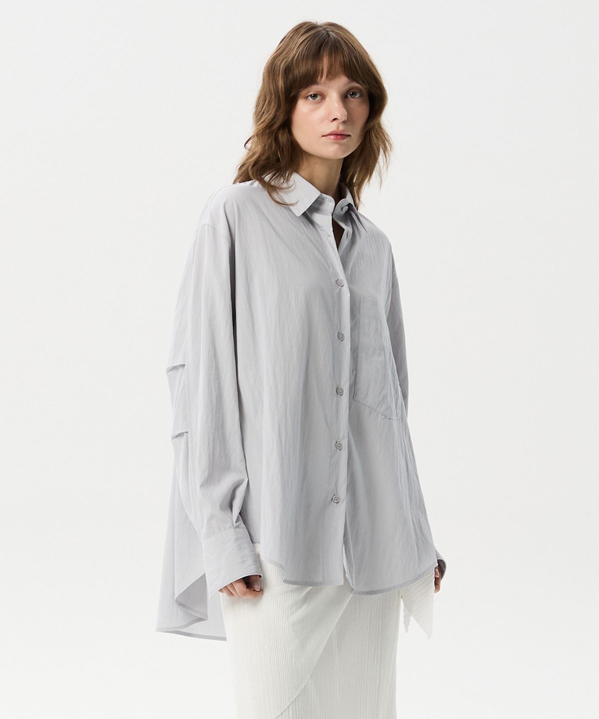 미드앤로우(MIDNLOW) Two-way Wrap Shirts (Grey)