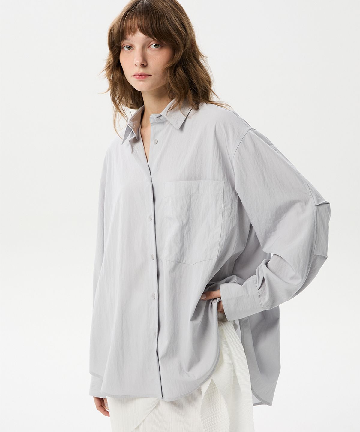 미드앤로우(MIDNLOW) Two-way Wrap Shirts (Grey)
