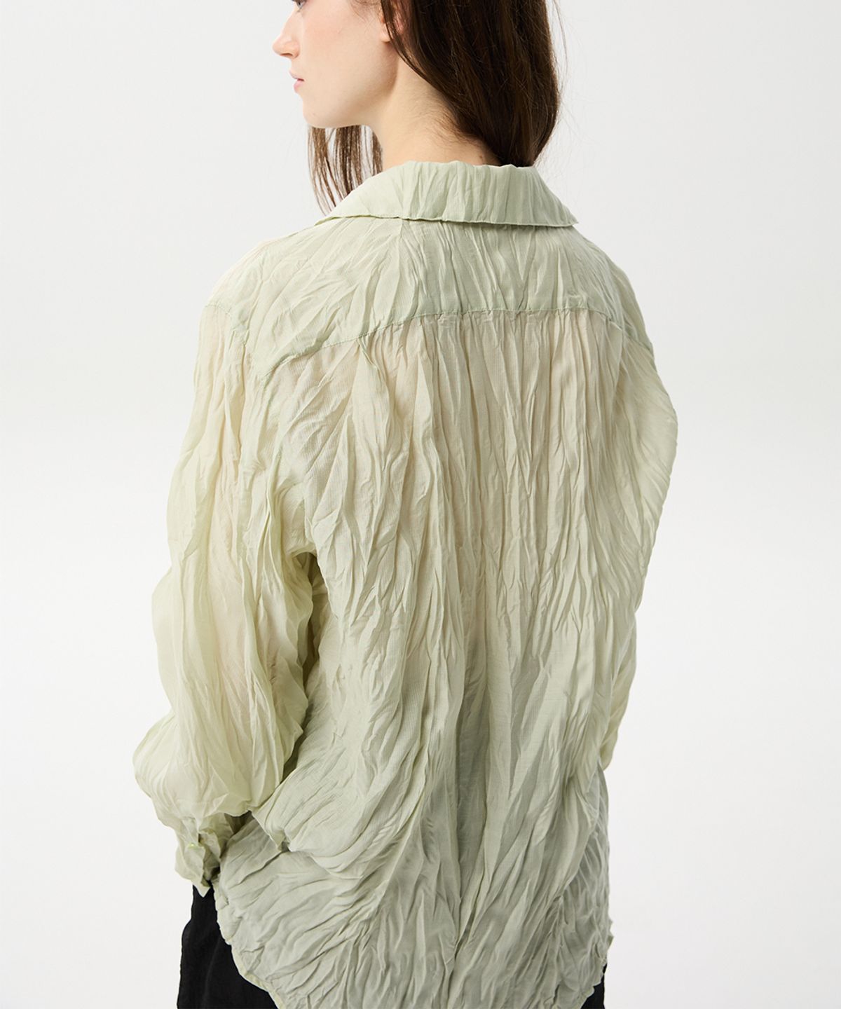 미드앤로우(MIDNLOW) Crinkle Long Sleeve Shirts(Green)