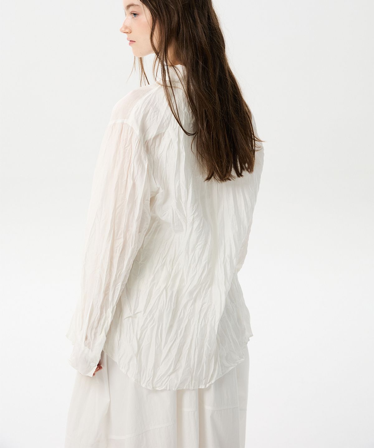 미드앤로우(MIDNLOW) Crinkle Long Sleeve Shirts (White)
