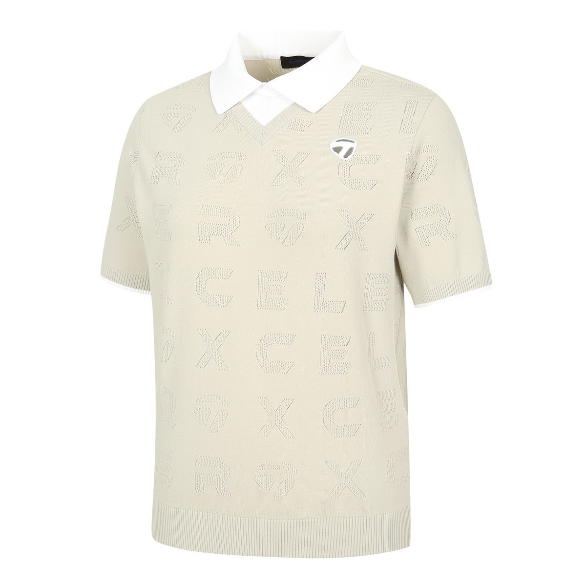 테일러메이드 어패럴(TAYLORMADE APPAREL) 26SS 여성 전판 레터링 카라 반팔 니트 TS6-61HG22-509