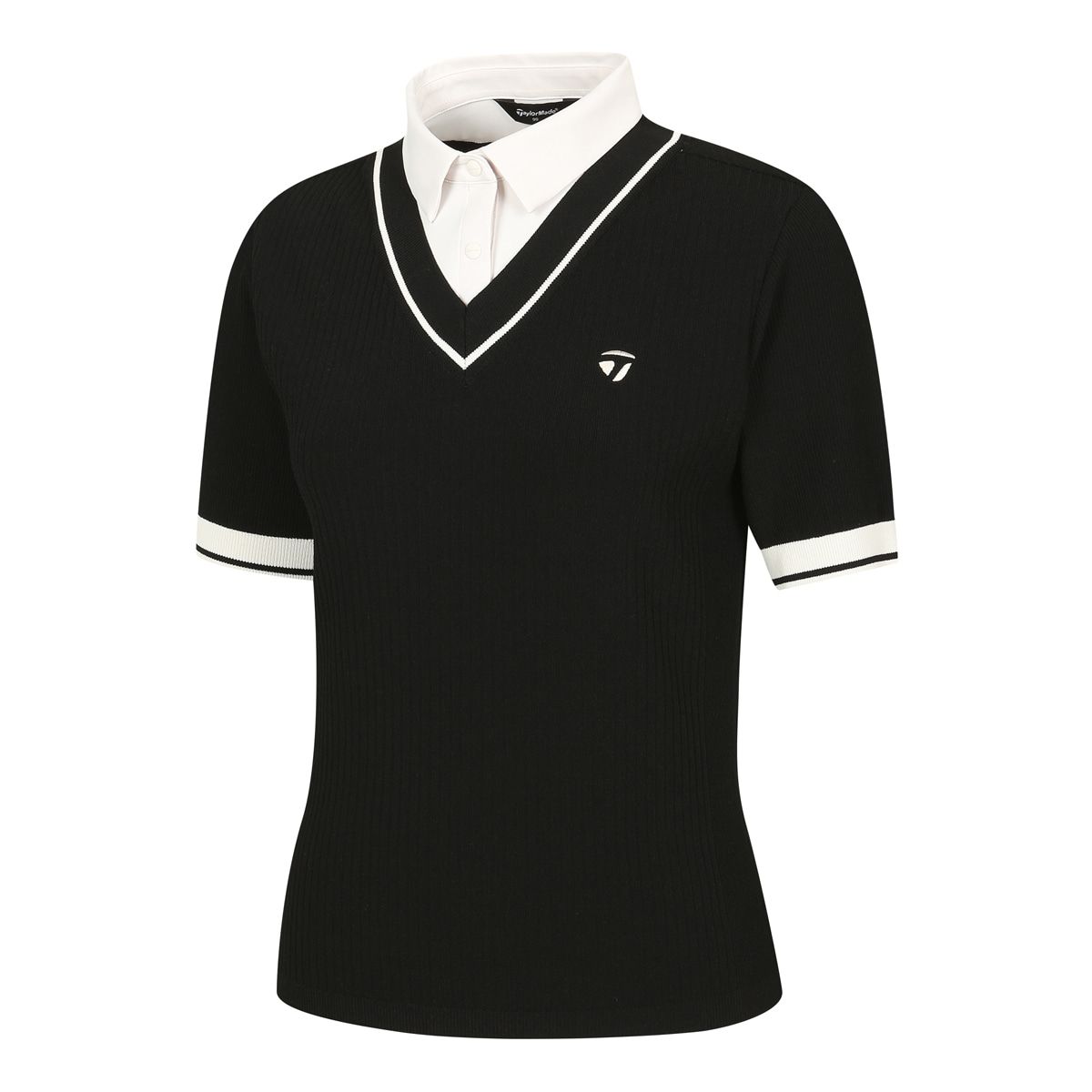 테일러메이드 어패럴(TAYLORMADE APPAREL) 26SS 여성 레이어드룩 카라 반팔 니트 TS6-61HG24-199
