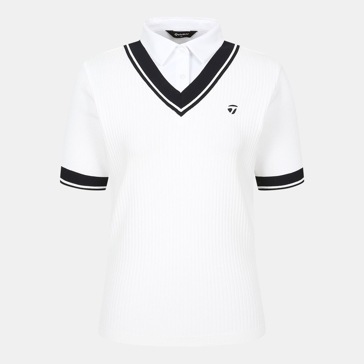테일러메이드 어패럴(TAYLORMADE APPAREL) 26SS 여성 레이어드룩 카라 반팔 니트 TS6-61HG24-100