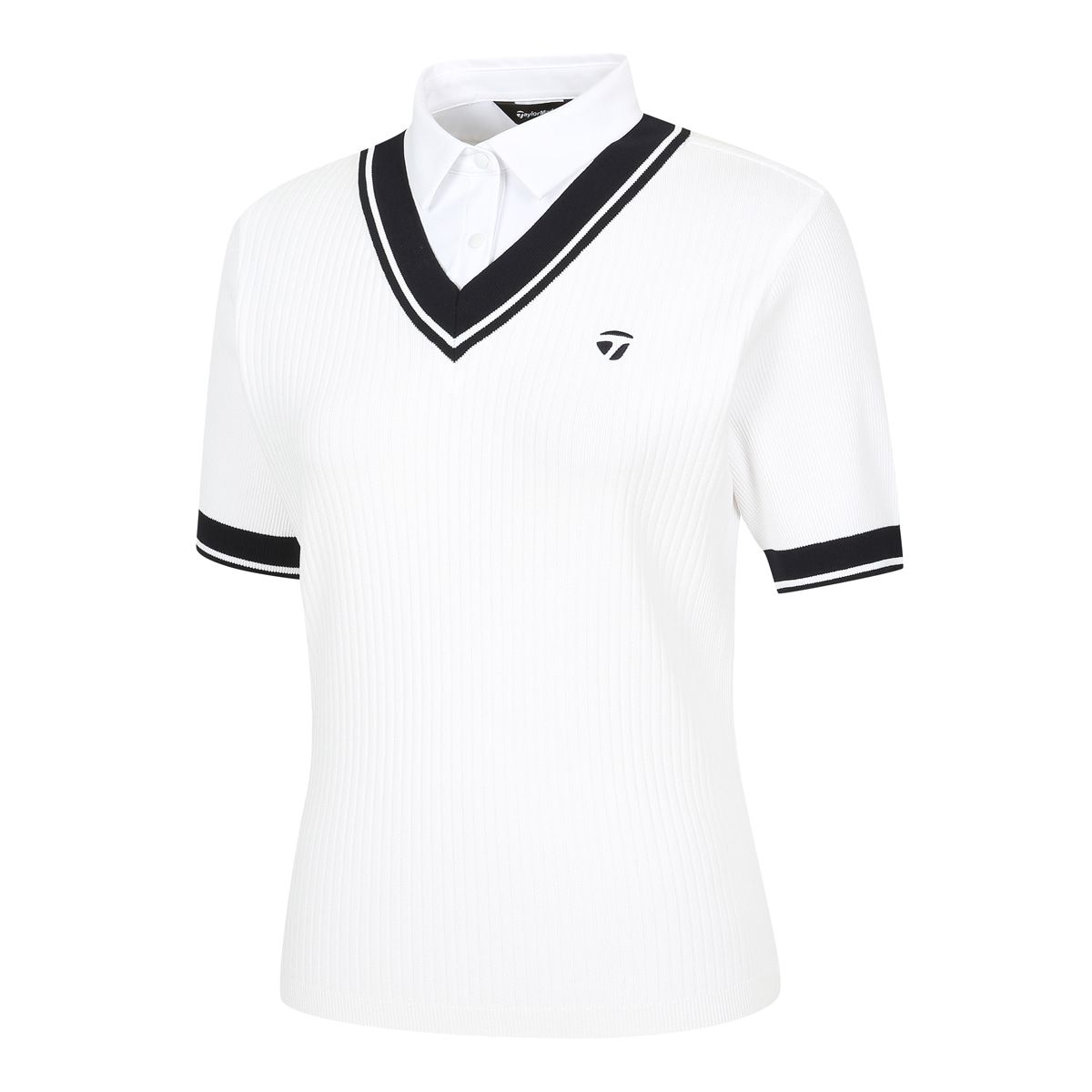 테일러메이드 어패럴(TAYLORMADE APPAREL) 26SS 여성 레이어드룩 카라 반팔 니트 TS6-61HG24-100