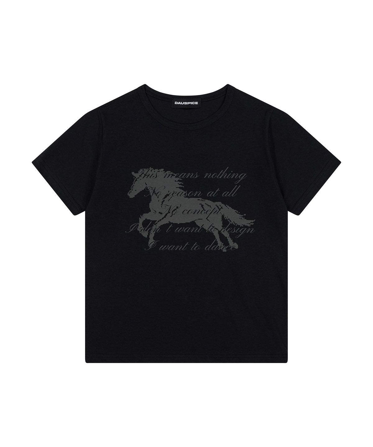 디오스피스(DAUSPICE) (DUC) GA Semi-Crop Short-Sleeve T-Shirt Black