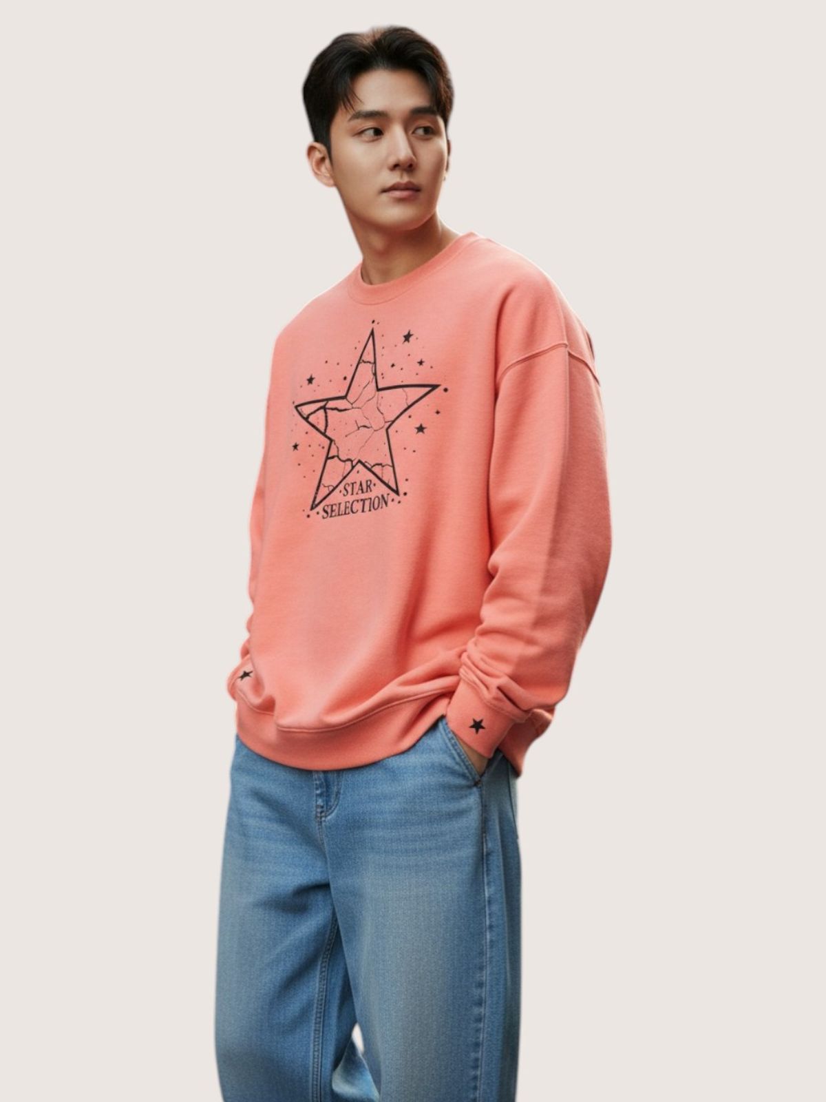 지블랙(ZBLACK) 스타셀렉션 위드스타 맨투맨 코랄