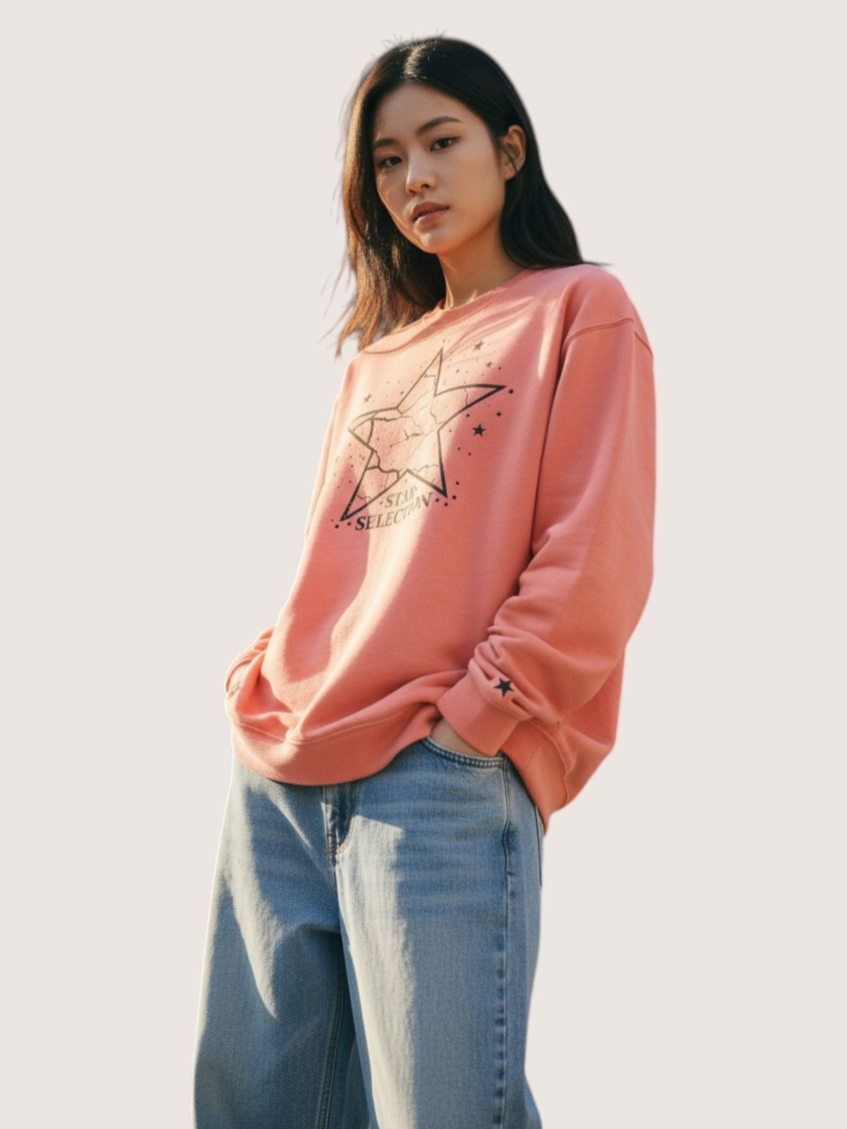 지블랙(ZBLACK) 스타셀렉션 위드스타 맨투맨 코랄