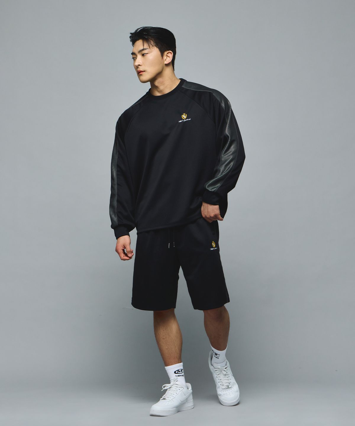 미학(MIHAK) 아이비리그 메쉬 저지 롱 슬리브 (BLACK)