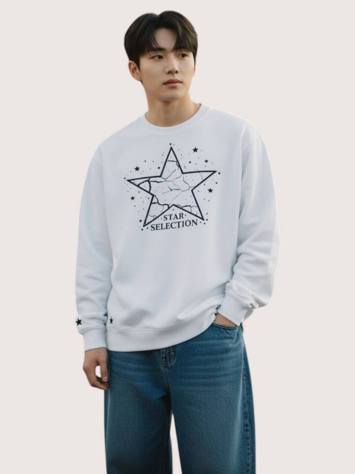 지블랙(ZBLACK) 스타셀렉션 위드스타 맨투맨 화이트
