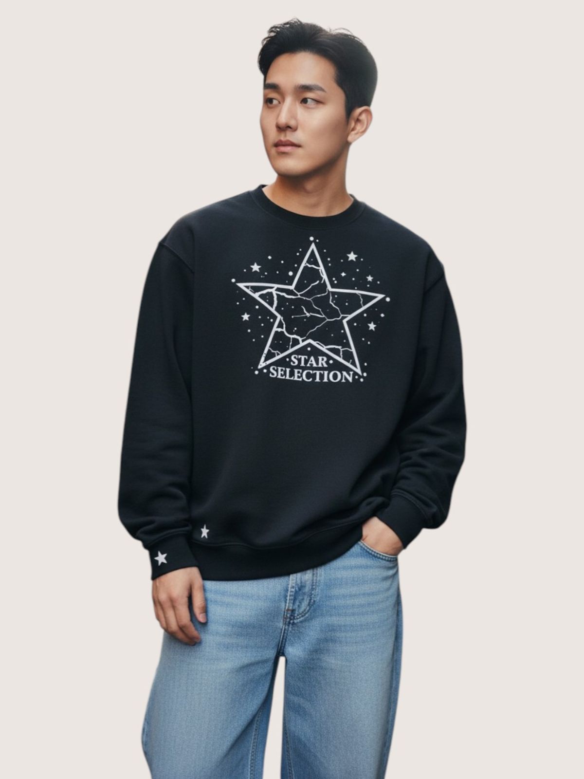 지블랙(ZBLACK) 스타셀렉션 위드스타 맨투맨 블랙