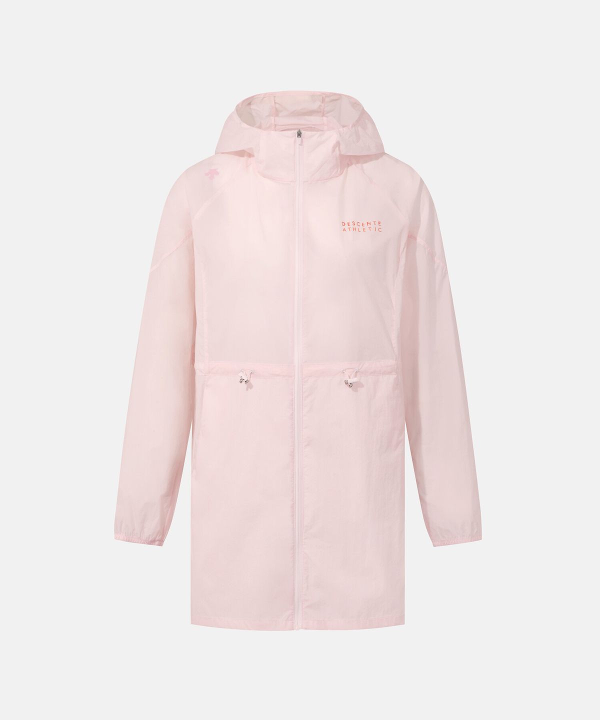 데상트(DESCENTE) 우먼스 경량 우븐 후드형 바람막이 자켓 라이트핑크 SR112PWB31