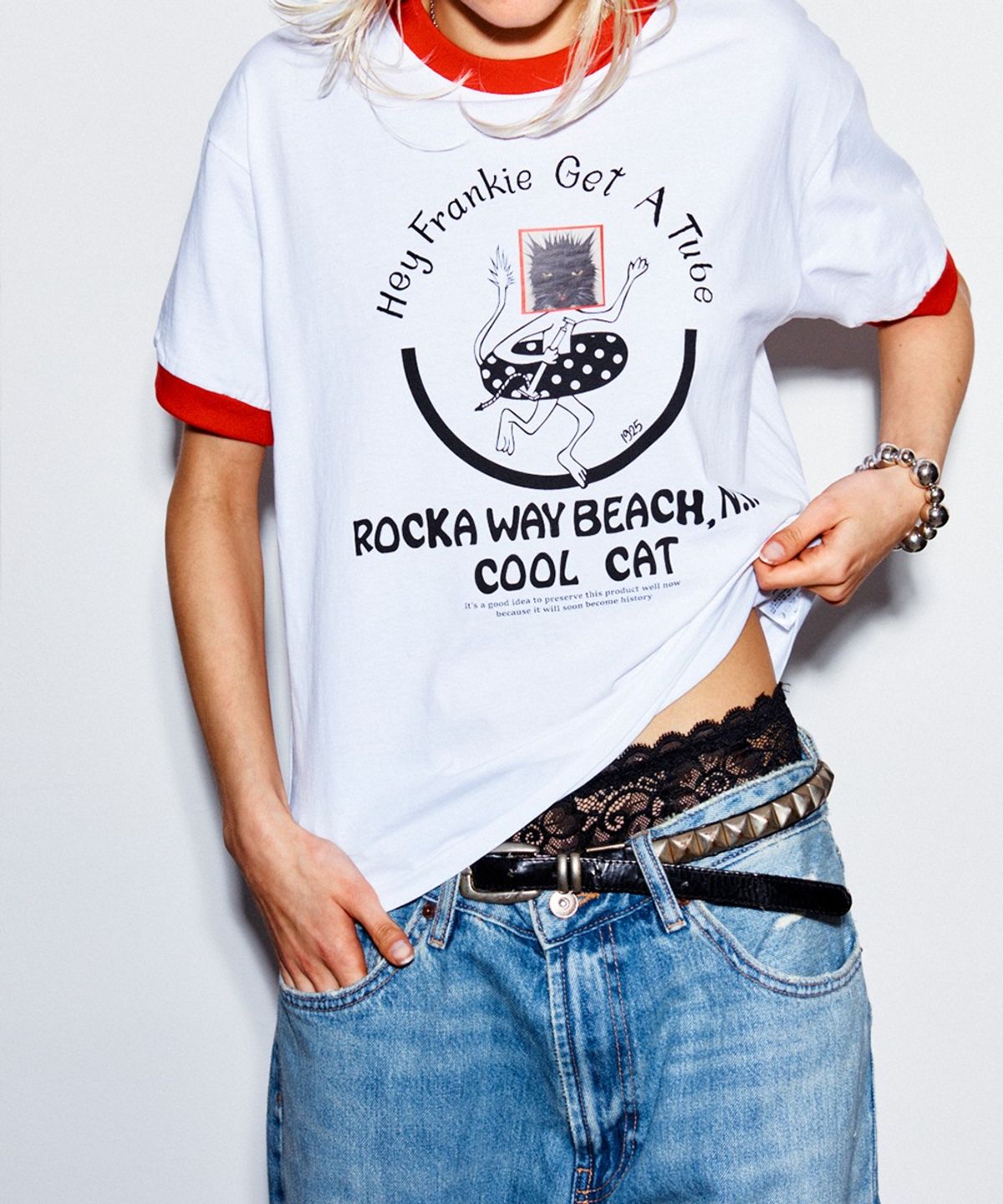 하이타이드 프랭키(HIGHTIDEFRANKIE) Cool Cat Ringer Tee Red
