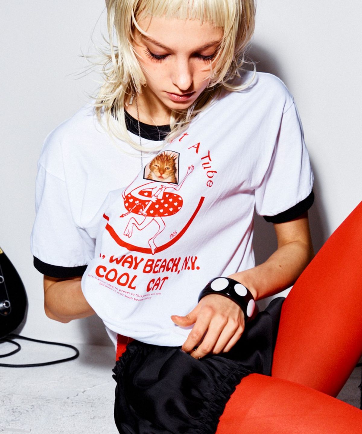 하이타이드 프랭키(HIGHTIDEFRANKIE) Cool Cat Ringer Tee Black