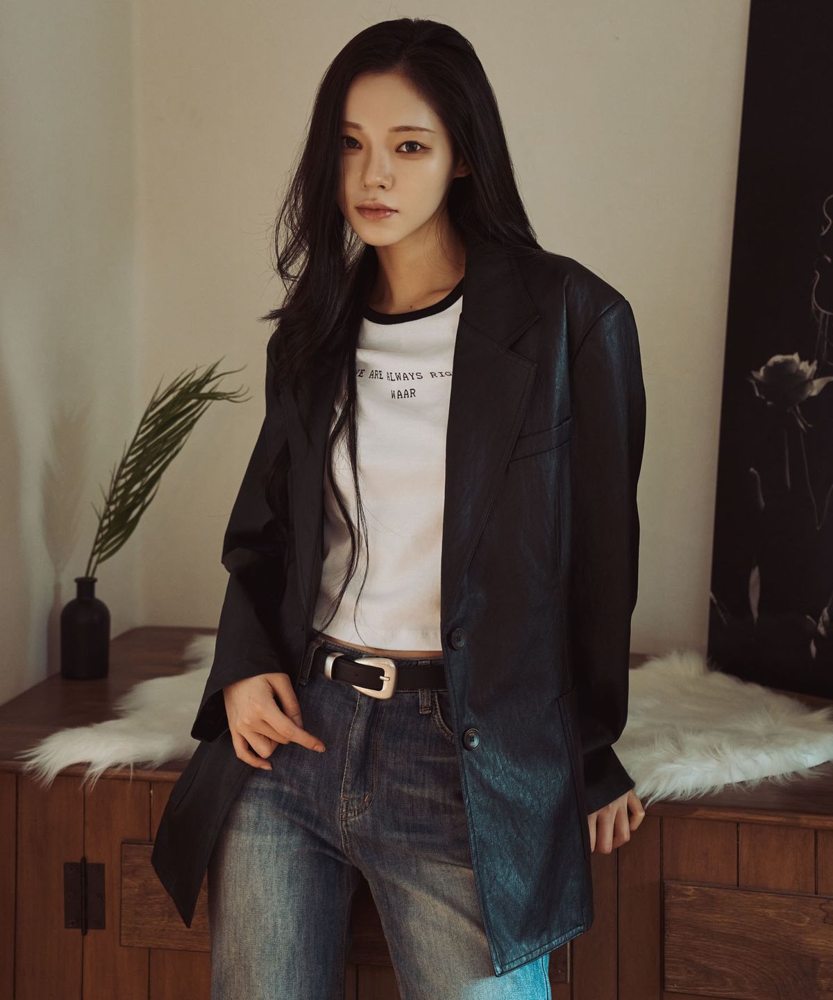 와르 포 우먼(WAARFORWOMAN) 레더 포켓 자켓 싱글