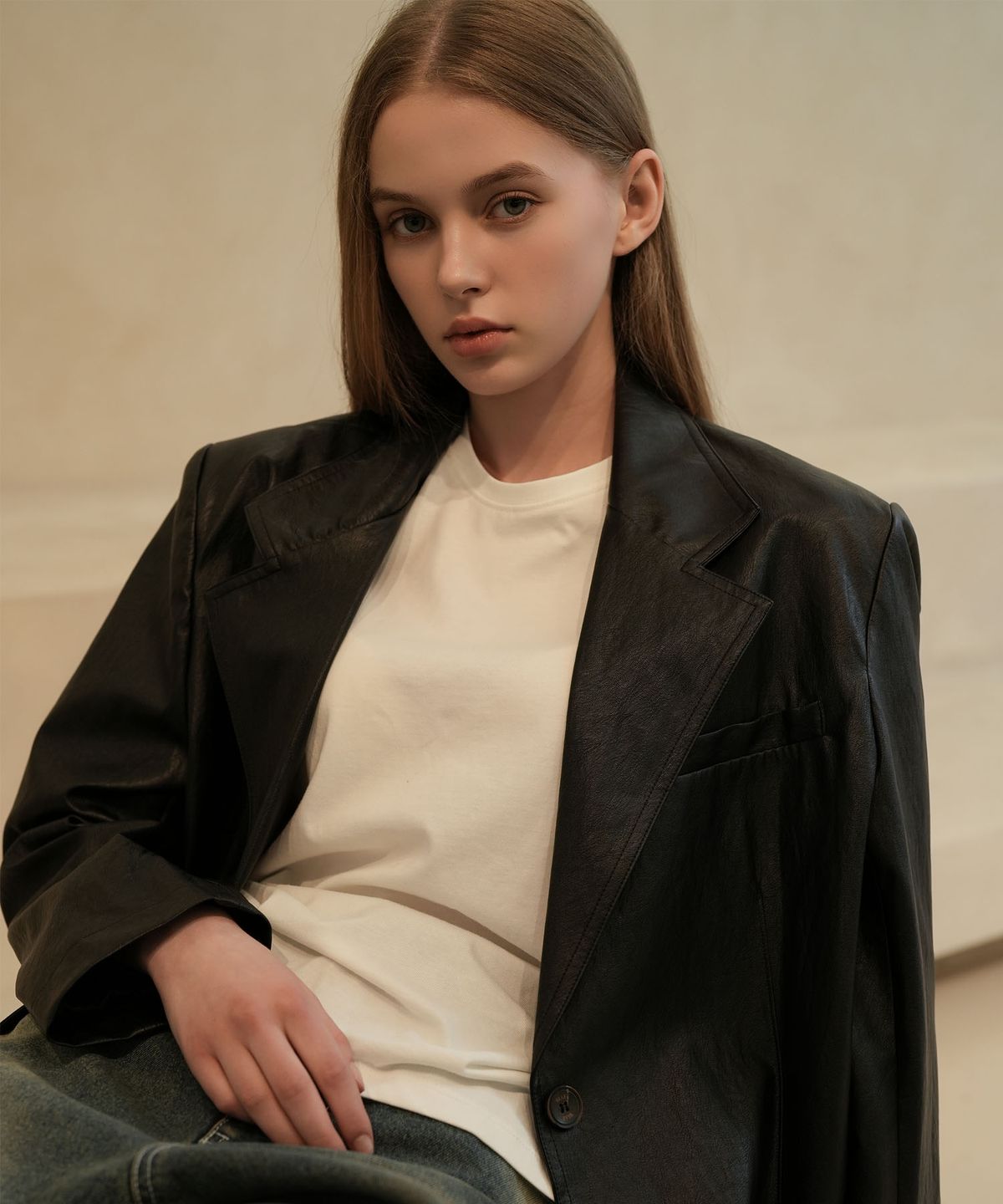와르 포 우먼(WAARFORWOMAN) 레더 포켓 자켓 싱글