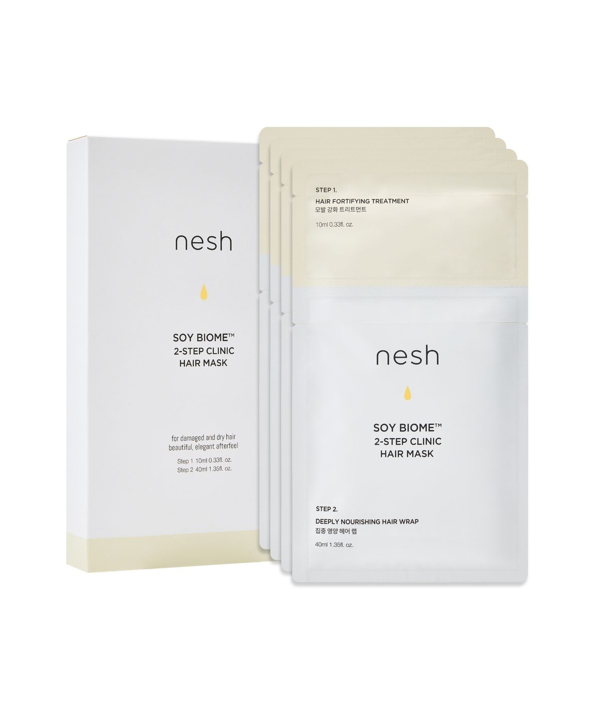 네쉬(NESH) [3종세트] 소이 바이옴 샴푸 480ml & 트리트먼트 250ml & 헤어마스크 50ml x 4매