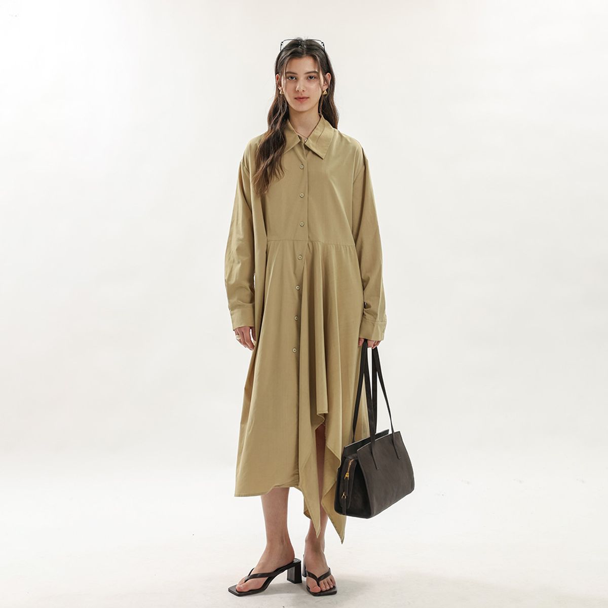 웬스데이딜라잇(WEDNESDAY DELIGHT) WD_Draped shirt dress_BEIGE