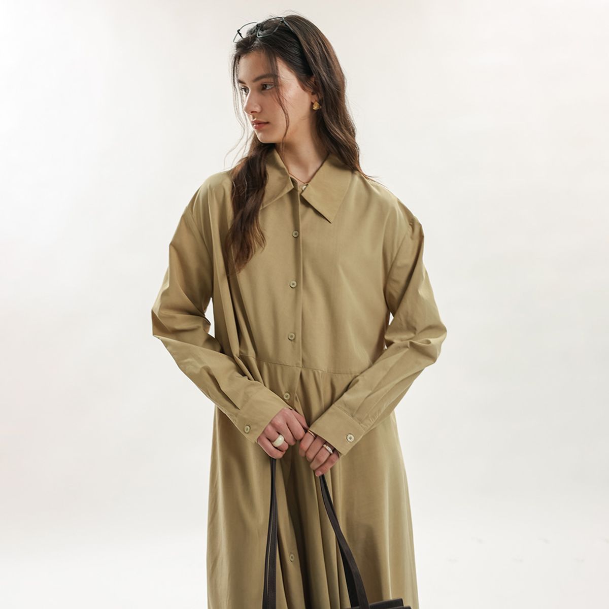 웬스데이딜라잇(WEDNESDAY DELIGHT) WD_Draped shirt dress_BEIGE