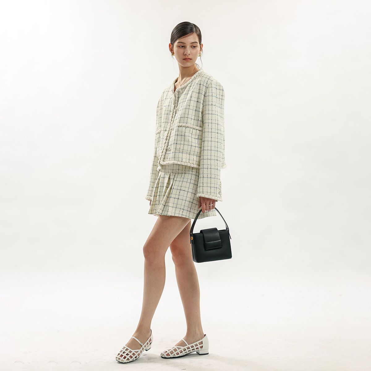 웬스데이딜라잇(WEDNESDAY DELIGHT) WD_Check tweed mini skirt_IVORY