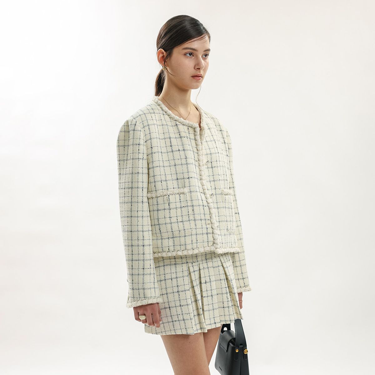 웬스데이딜라잇(WEDNESDAY DELIGHT) WD_Check tweed mini skirt_IVORY