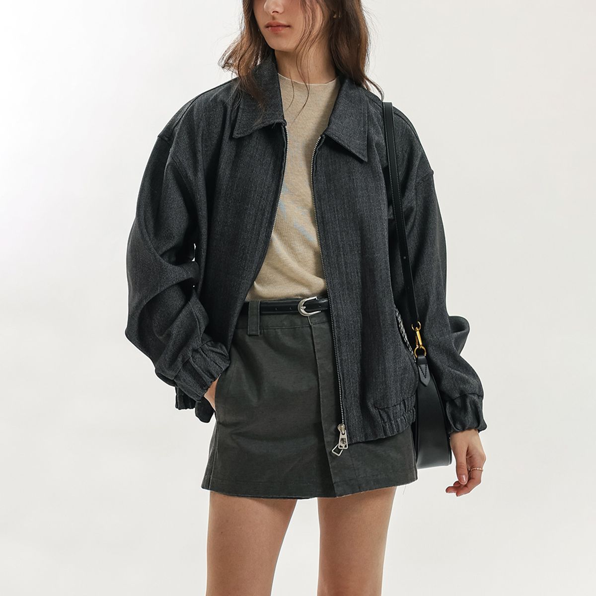 웬스데이딜라잇(WEDNESDAY DELIGHT) WD_Draped mini skirt pants_CHARCOAL