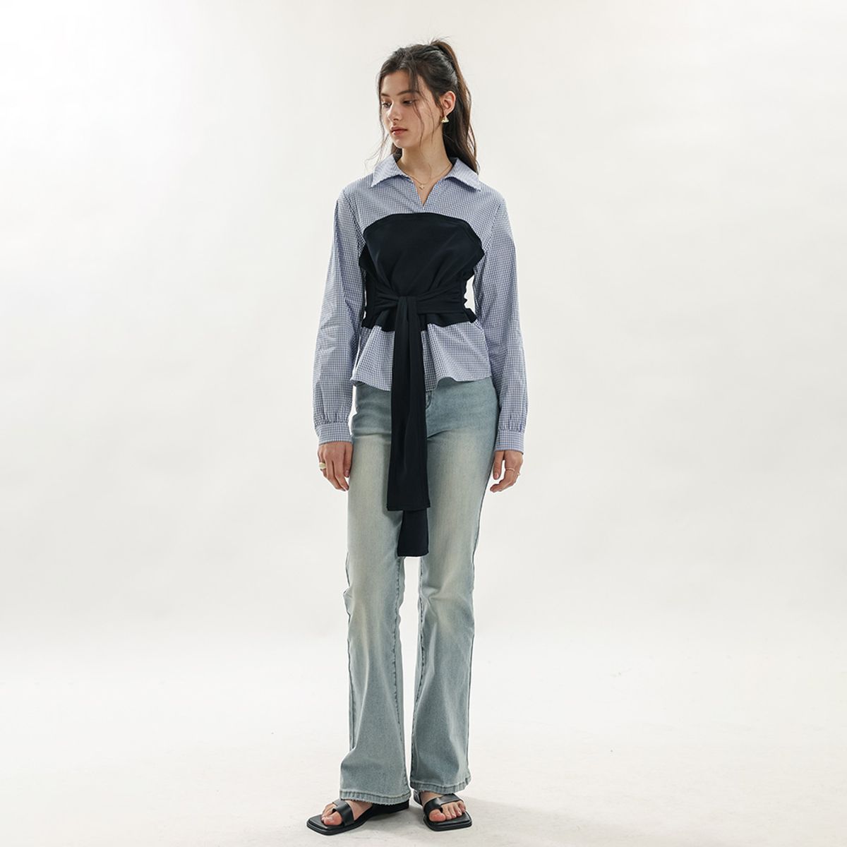 웬스데이딜라잇(WEDNESDAY DELIGHT) WD_Layered bustier shirt_BLUE