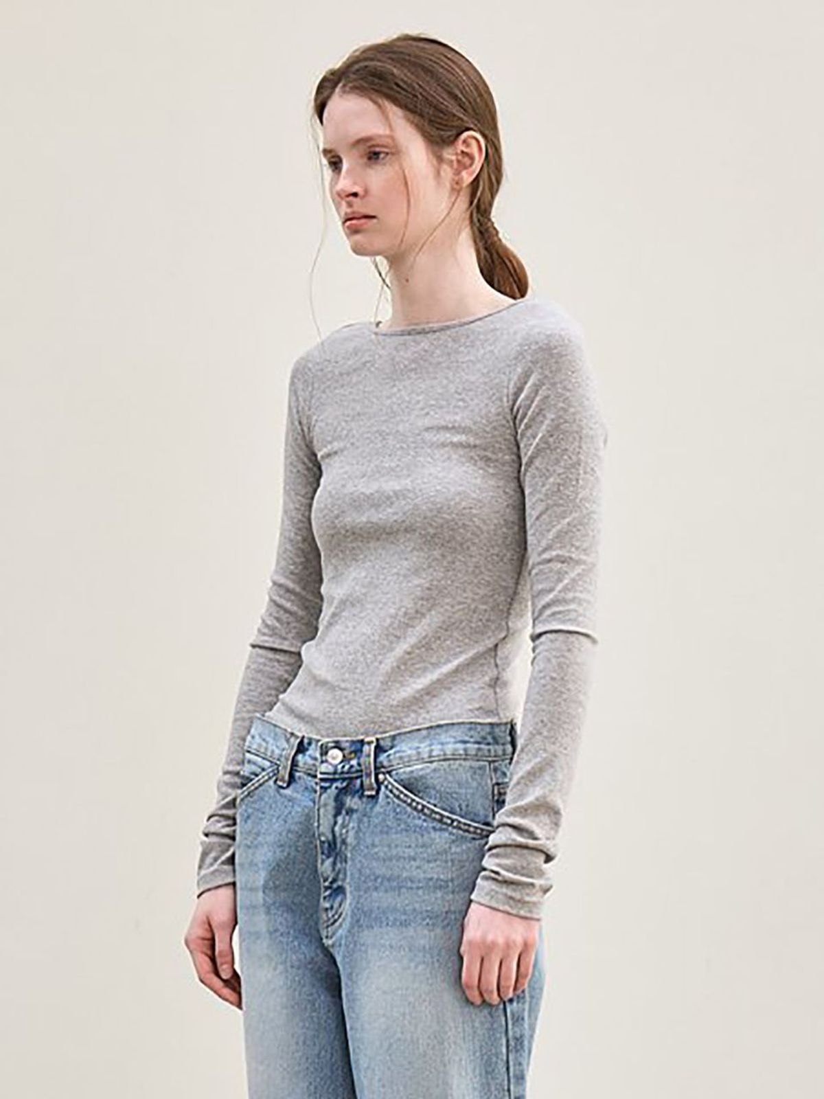 르(LE) back scoop neck long sleeves (melange gray)