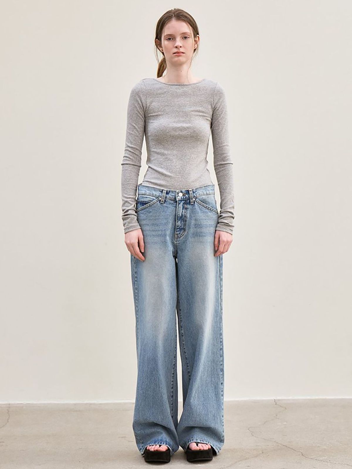 르(LE) back scoop neck long sleeves (melange gray)
