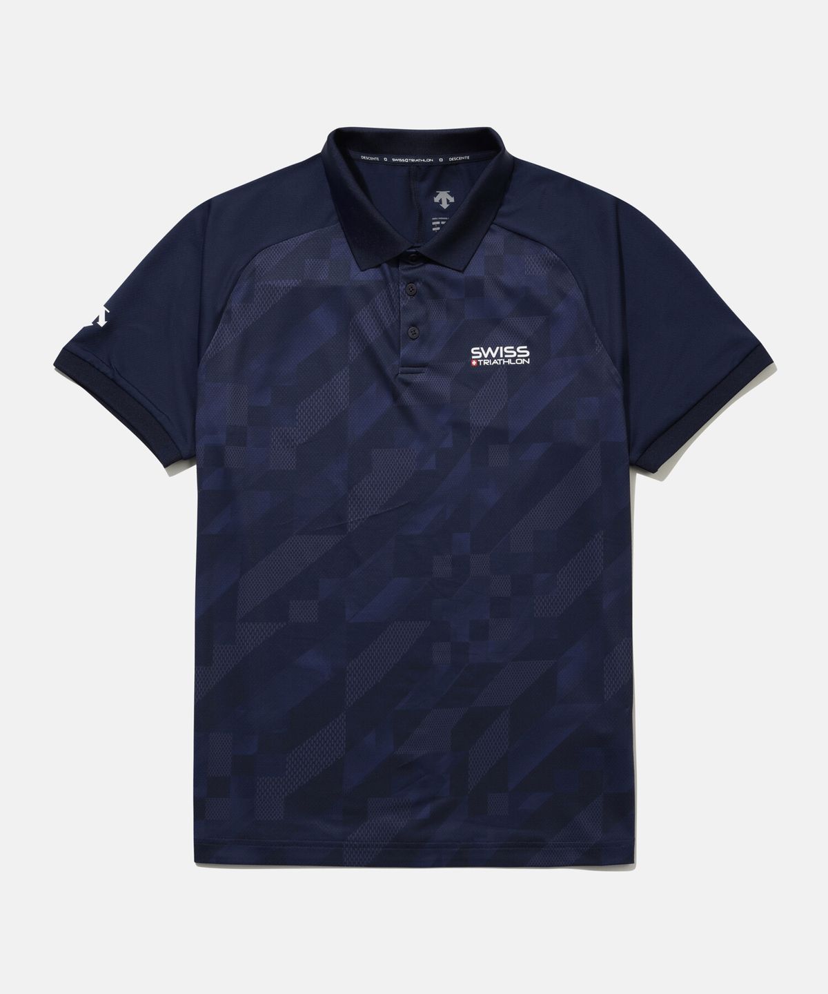 데상트(DESCENTE) 스위스 트라이애슬론 그래픽 폴로 반팔 티셔츠 네이비 SR221IPS55