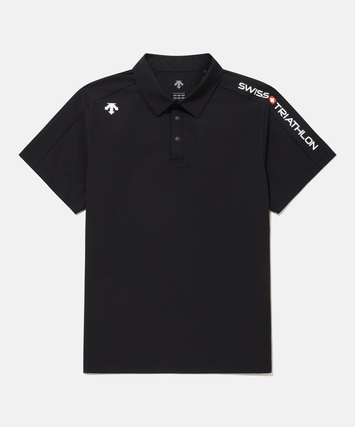 데상트(DESCENTE) 스위스 트라이애슬론 쿨링 폴로 반팔 티셔츠 블랙 SR221IPS56