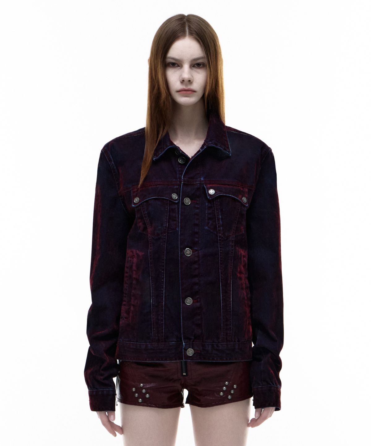 오퍼스 0012(OPUS 0012) Op. 03 OMEN VELVET DENIM JACKET BURGUNDY