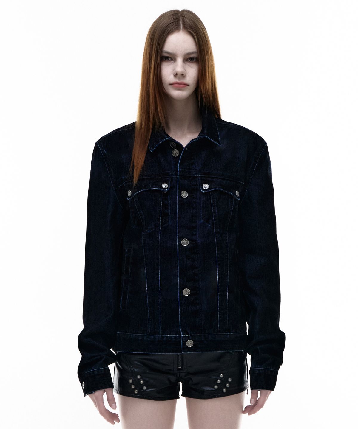 오퍼스 0012(OPUS 0012) Op. 03 OMEN VELVET DENIM JACKET BLACK