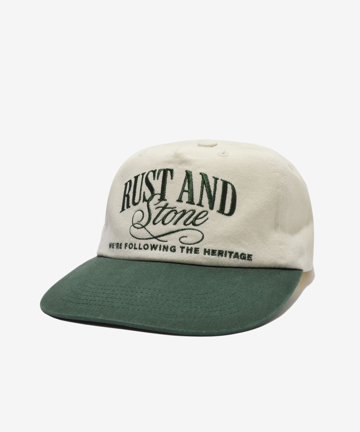 러스트앤스톤(RUSTANDSTONE) 아치로고 볼캡 아이보리/그린_Arch Logo Ball Cap Ivory/Green