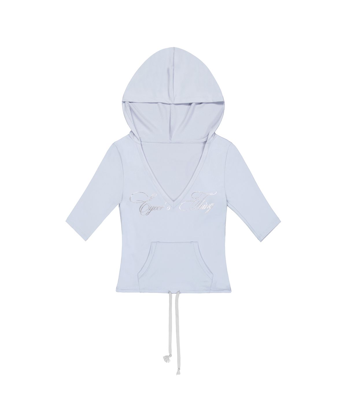 이와이이알(EYEER) Metal Logo V-neck Half Sleeve Hoodie - Sky Blue