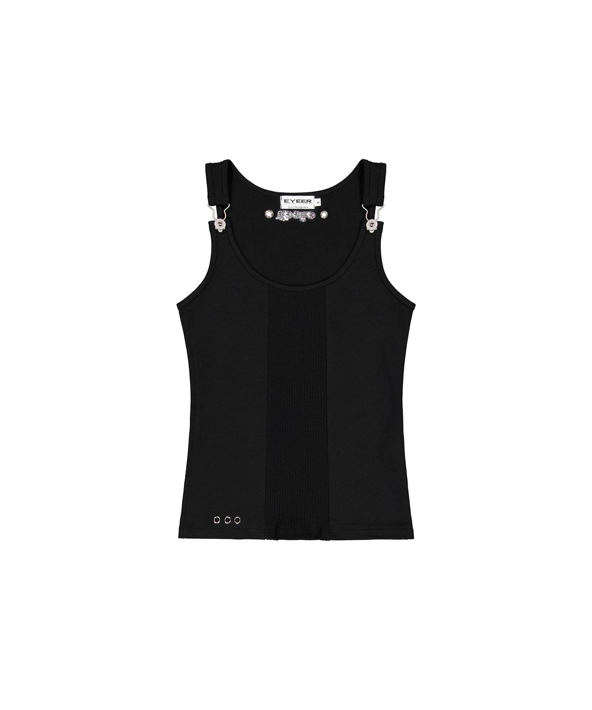 이와이이알(EYEER) Eyelet Shoulder Belt Sleeveless - Black