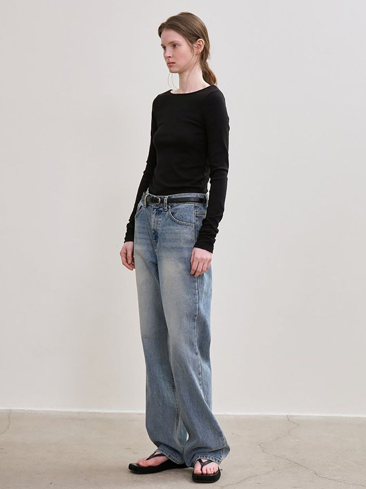 르(LE) straight-fit denim pants (sky blue)