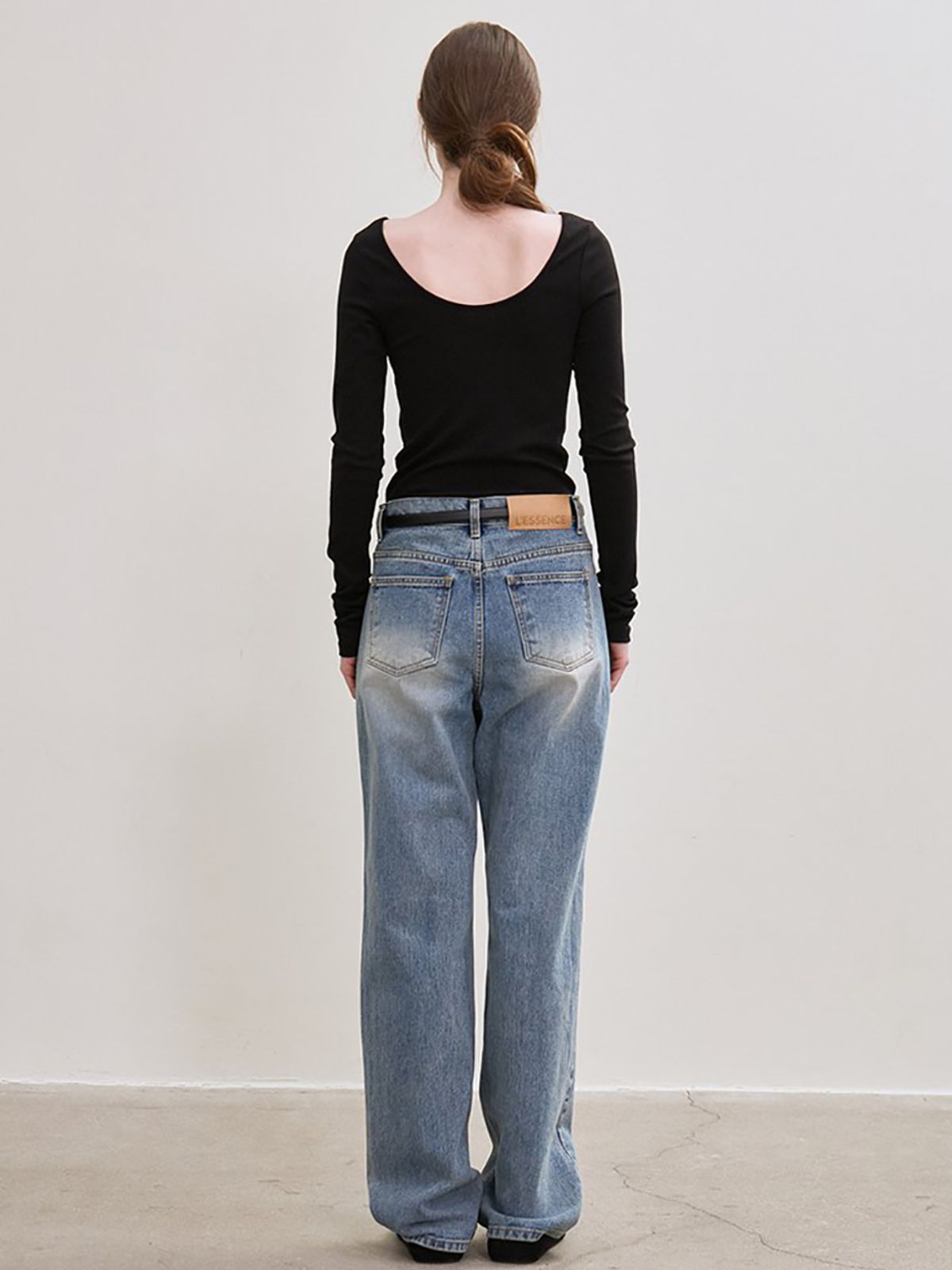 르(LE) straight-fit denim pants (sky blue)