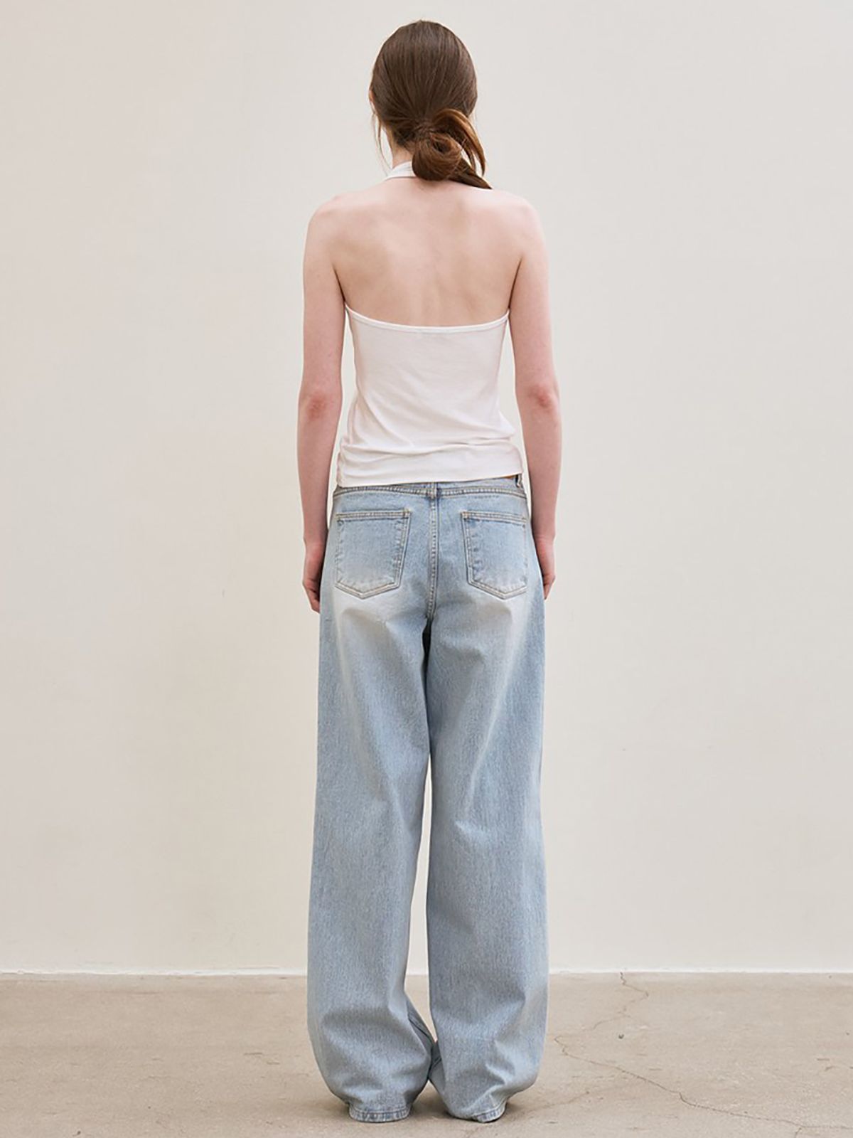 르(LE) wide-fit denim pants (light blue)