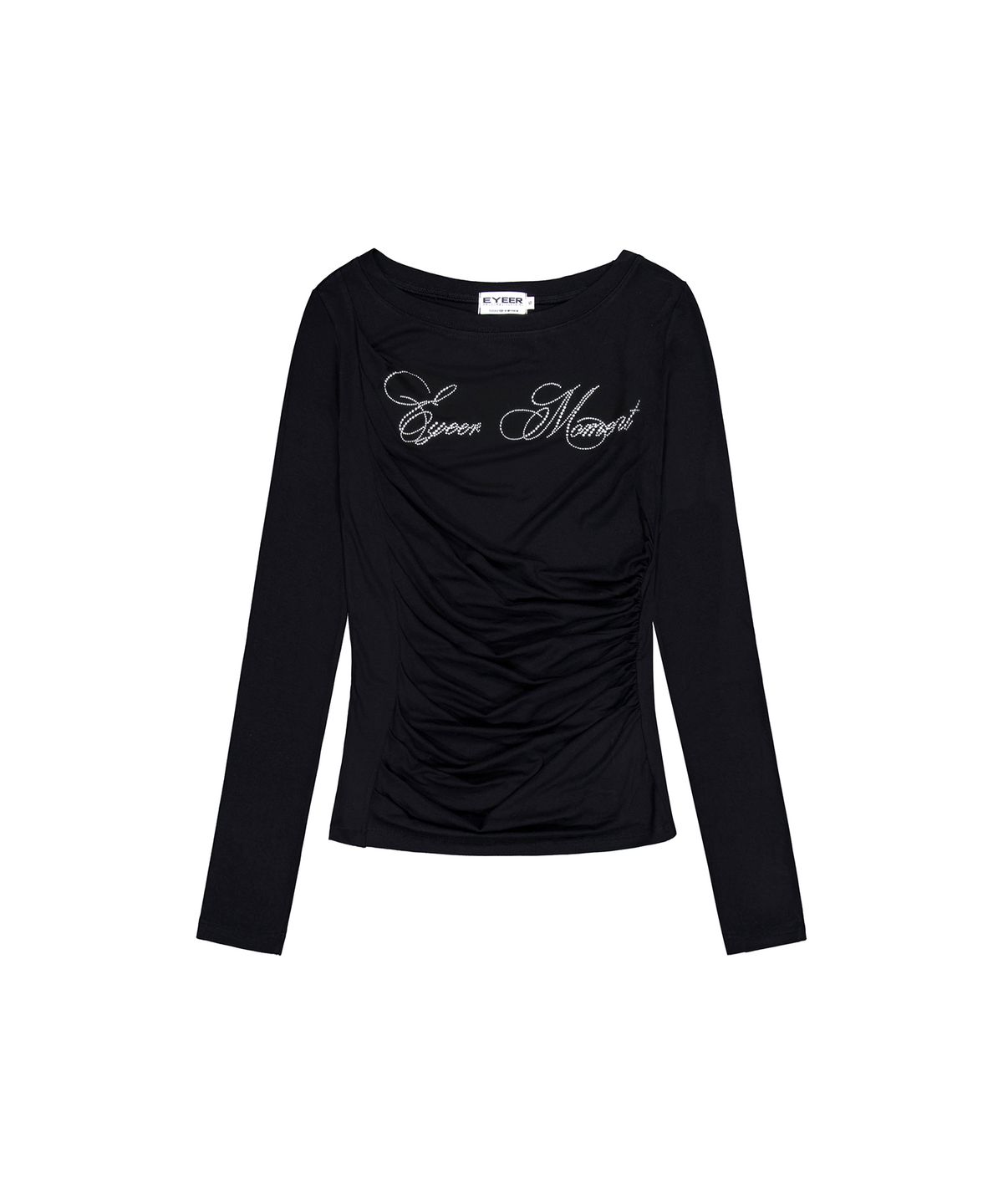 이와이이알(EYEER) Hotfix Drape Off Shoulder Long Sleeve - Black