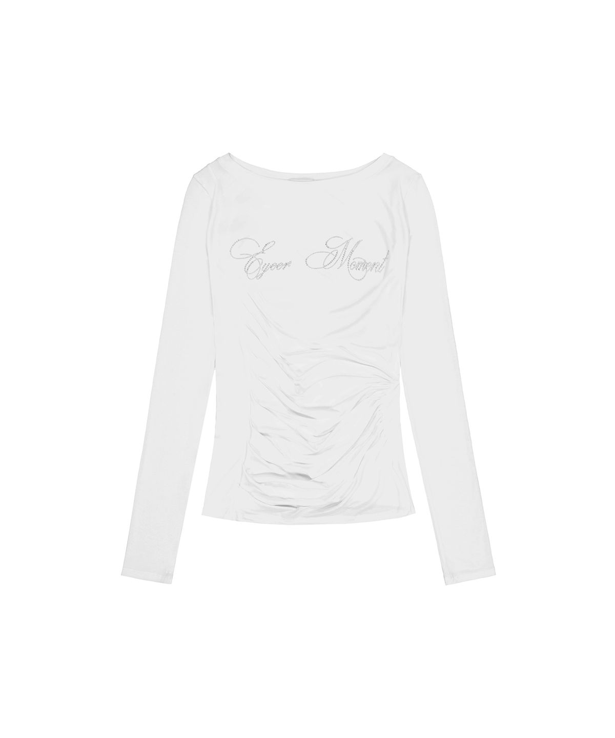 이와이이알(EYEER) Hotfix Drape Off Shoulder Long Sleeve - White
