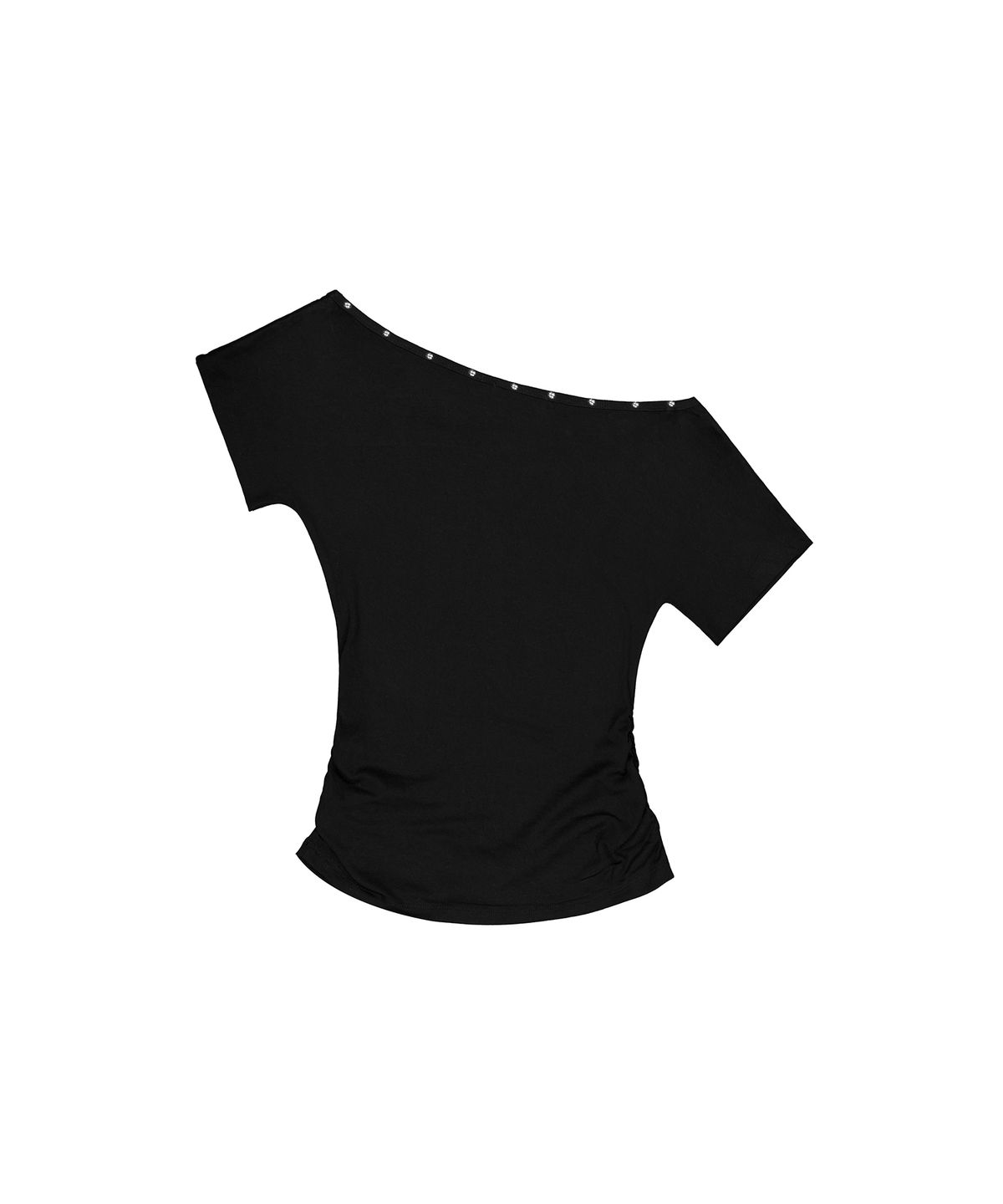 이와이이알(EYEER) Hotfix One Shoulder Short Sleeve Top - Black