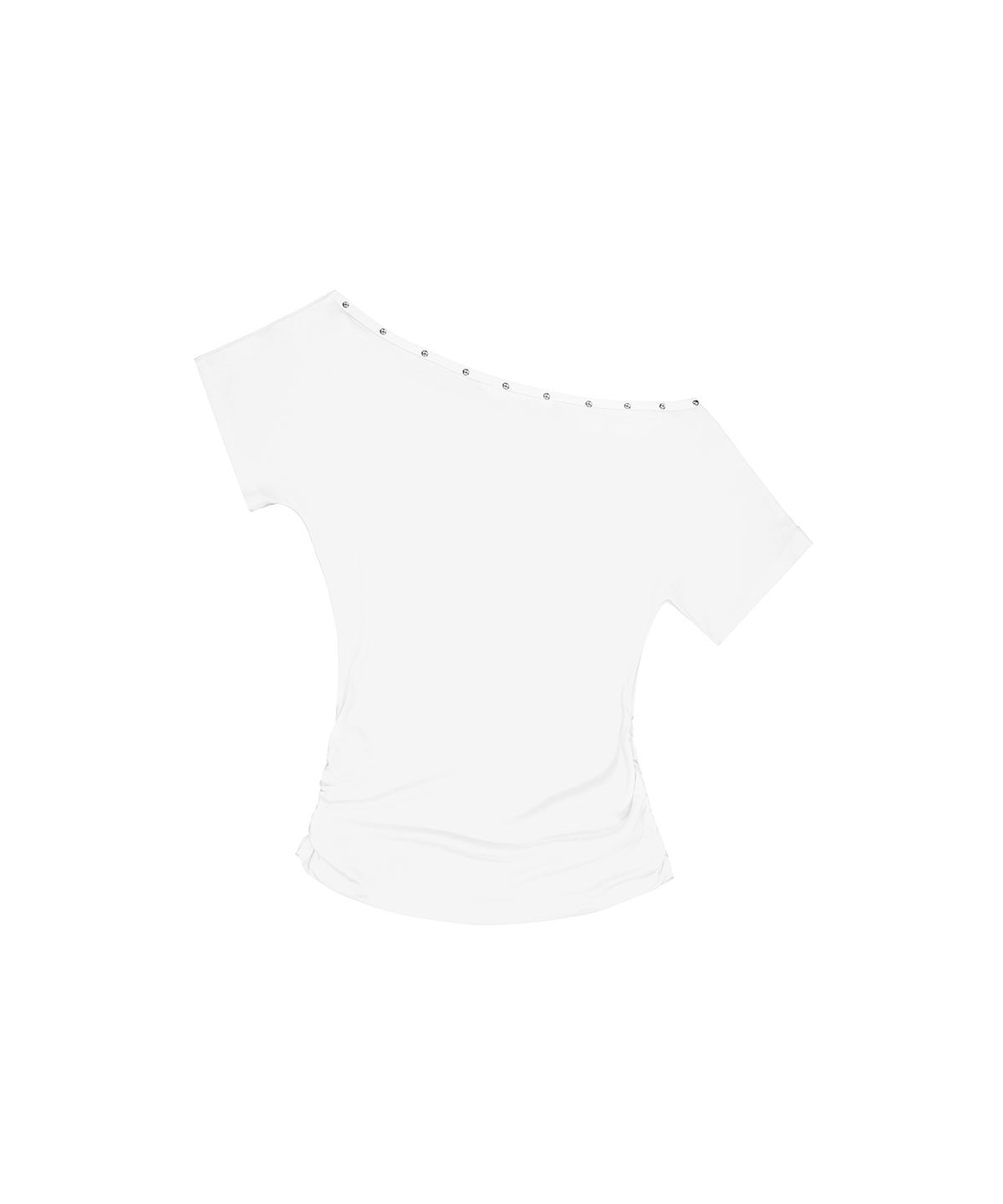 이와이이알(EYEER) Hotfix One Shoulder Short Sleeve Top - White
