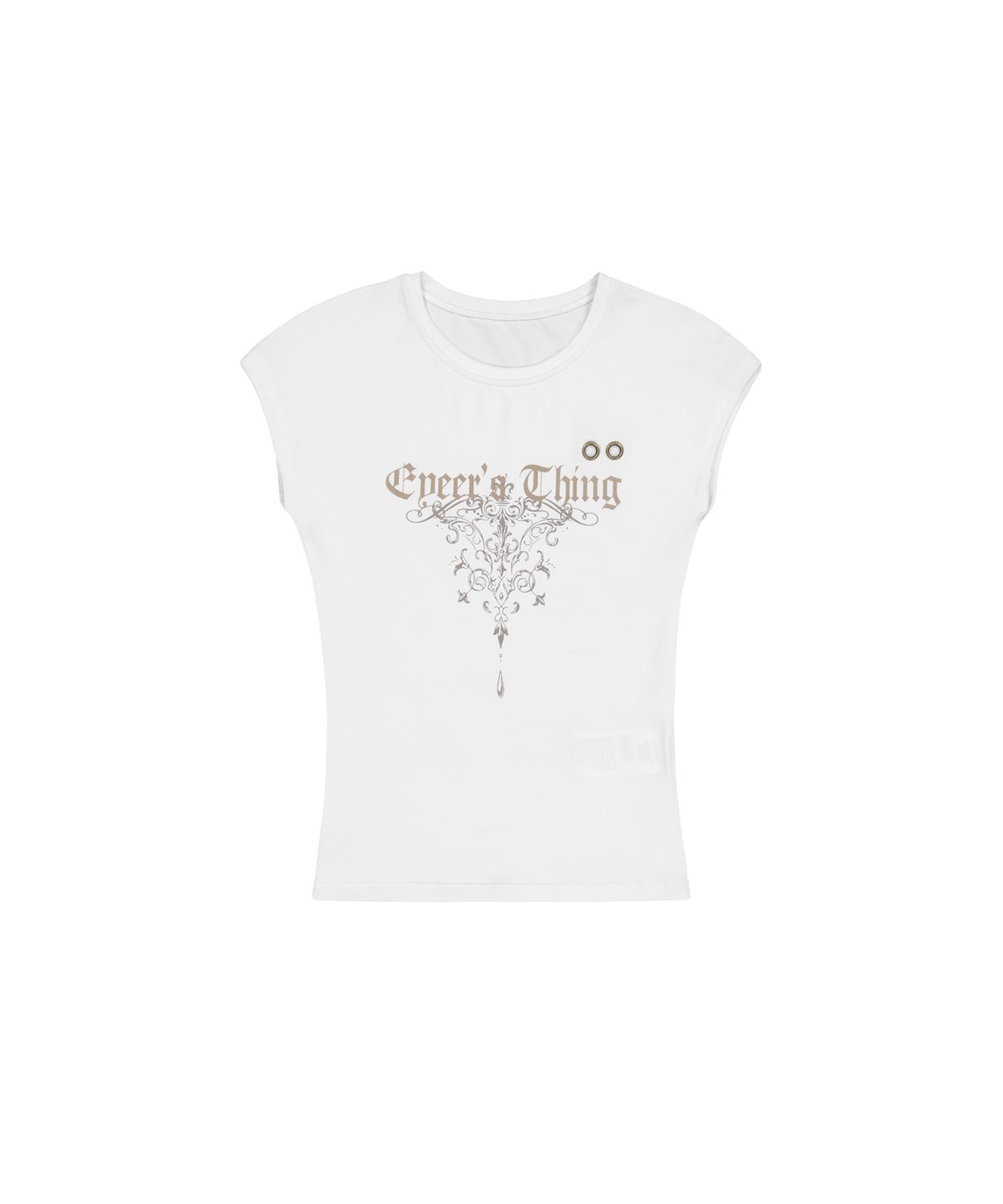 이와이이알(EYEER) Antique Logo Cap Sleeve Top - White