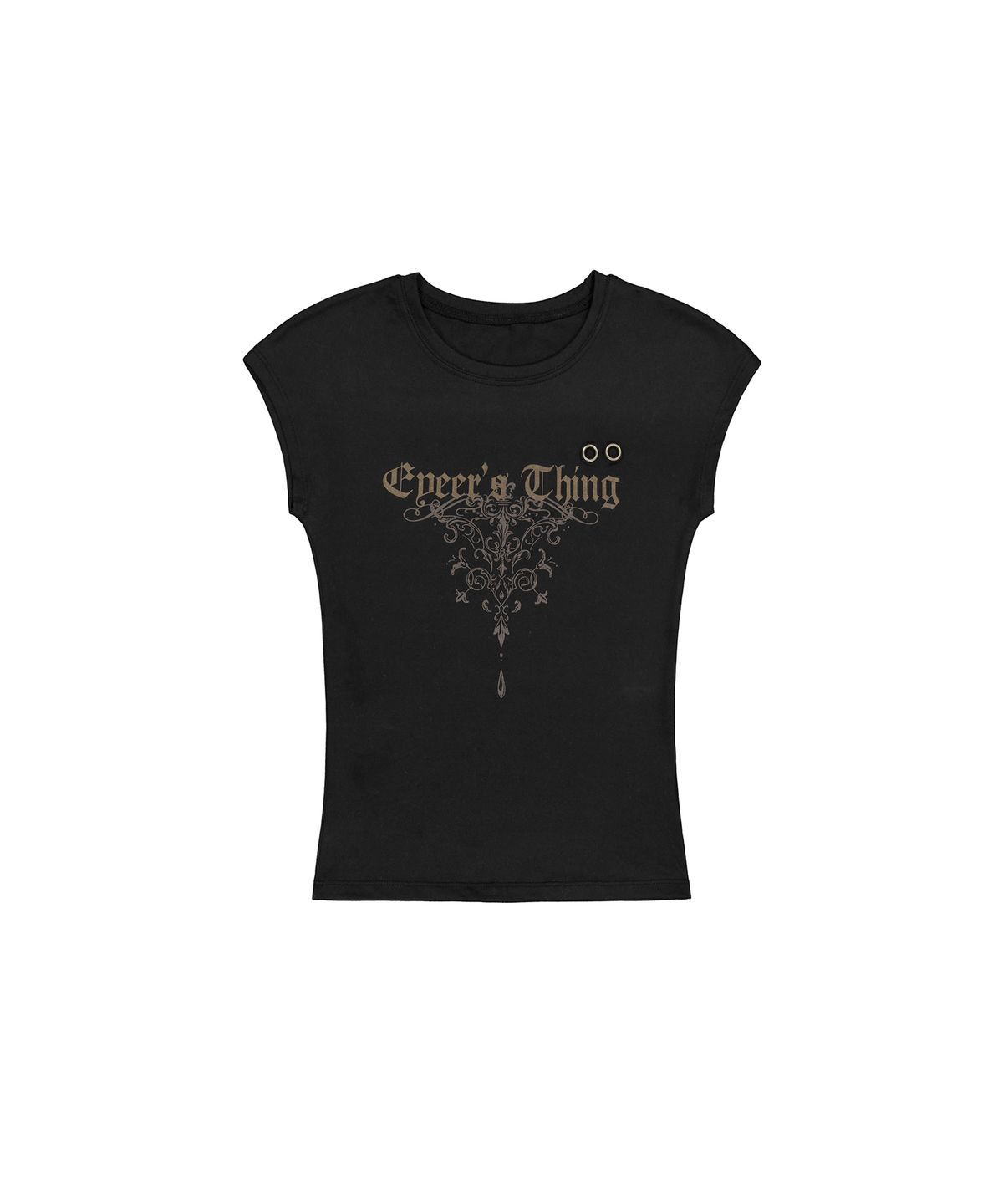 이와이이알(EYEER) Antique Logo Cap Sleeve Top - Black