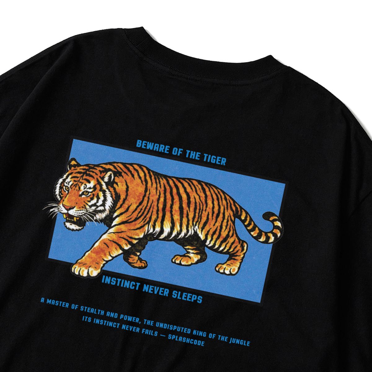 스플래시코드(SPLASHCODE) 반팔 티셔츠 블랙 - 타이거(Beware of The Tiger)