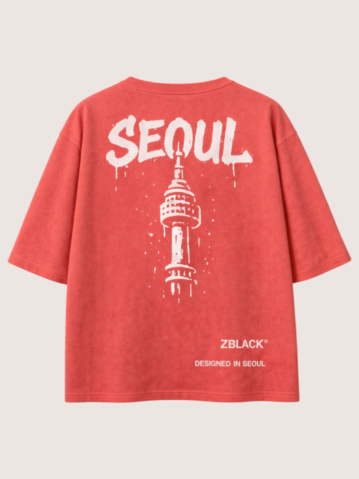 지블랙(ZBLACK) 패션위크 시티 서울 7부 티셔츠(CORAL)