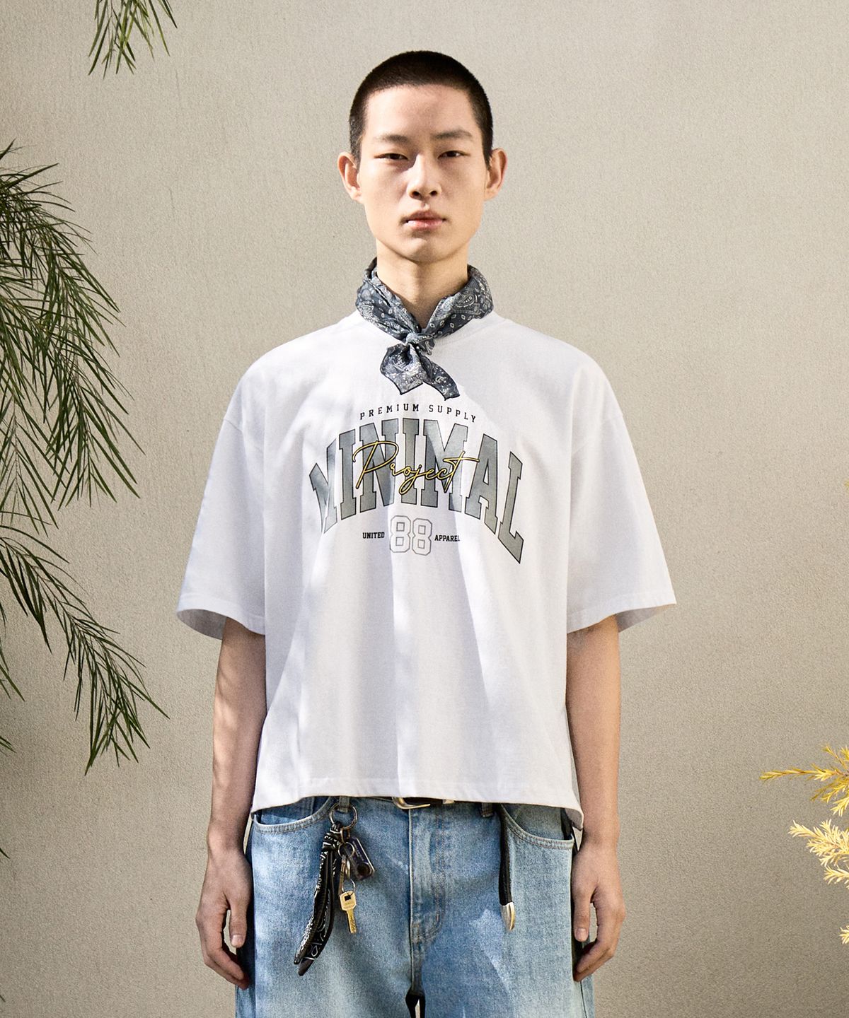 미니멀프로젝트(MINIMALPROJECT) 88 아치 로고 오버핏 반팔티셔츠 MST150C [WHITE]